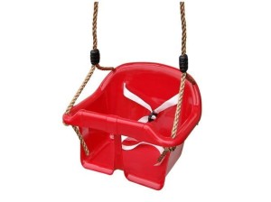 Huśtawka kubełkowa dla dzieci na plac zabaw czerwona.