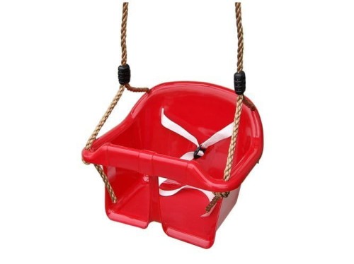 Huśtawka kubełkowa dla dzieci na plac zabaw czerwona.