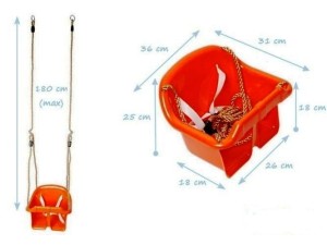 Huśtawka kubełkowa dla dzieci na plac zabaw czerwona.