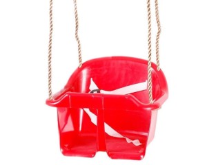 Huśtawka kubełkowa dla dzieci na plac zabaw czerwona.