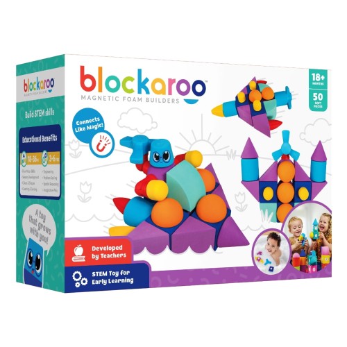 301006 Blockaroo piankowe klocki magnetyczne zabawka STEM od Clics.pl  50el.