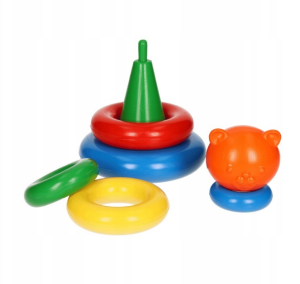 42310 PIRAMIDKA SORTER UKŁADANKA 7el. ZABAWKA SENSORYCZNA MONTESSORI Wader od wader.pl