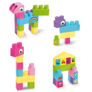 41590 WADER Big Blocks Pink 26el. kartonik  klocki konstrukcyjne pastelowe od wader.pl budowle