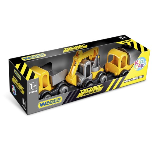60021 ZESTAW 3 POJAZDY KID CARS BUDOWA WADER AUTA Wywrotka Koparka Cysterna    od Wader.pl