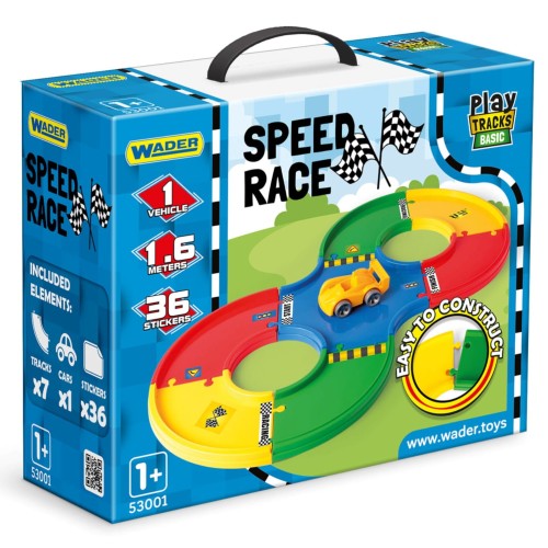 53001 Tor wyścigowy ósemka + autko Kid Cars WADER Play Tracks Basic od wader.pl