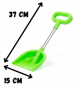 Zabawki ogrodowe. Łopatka z aluminiowym trzonkiem 37cm do piasku i śniegu limonka na plac zabaw dla dzieci.