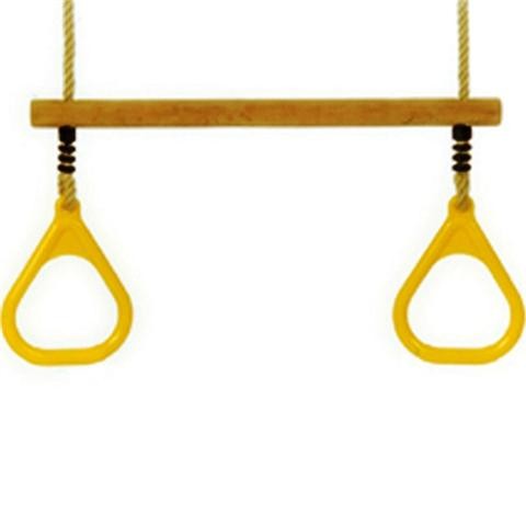 PlacZabaw.net    Akcesoria na plac zabaw dla dzieci  .  Drewniany trapez z plastikowymi obręczami na plac zabaw dla dzieci